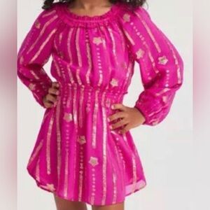LoveShackFancy Fuchsia pink and Gold popover Dress 12y girls